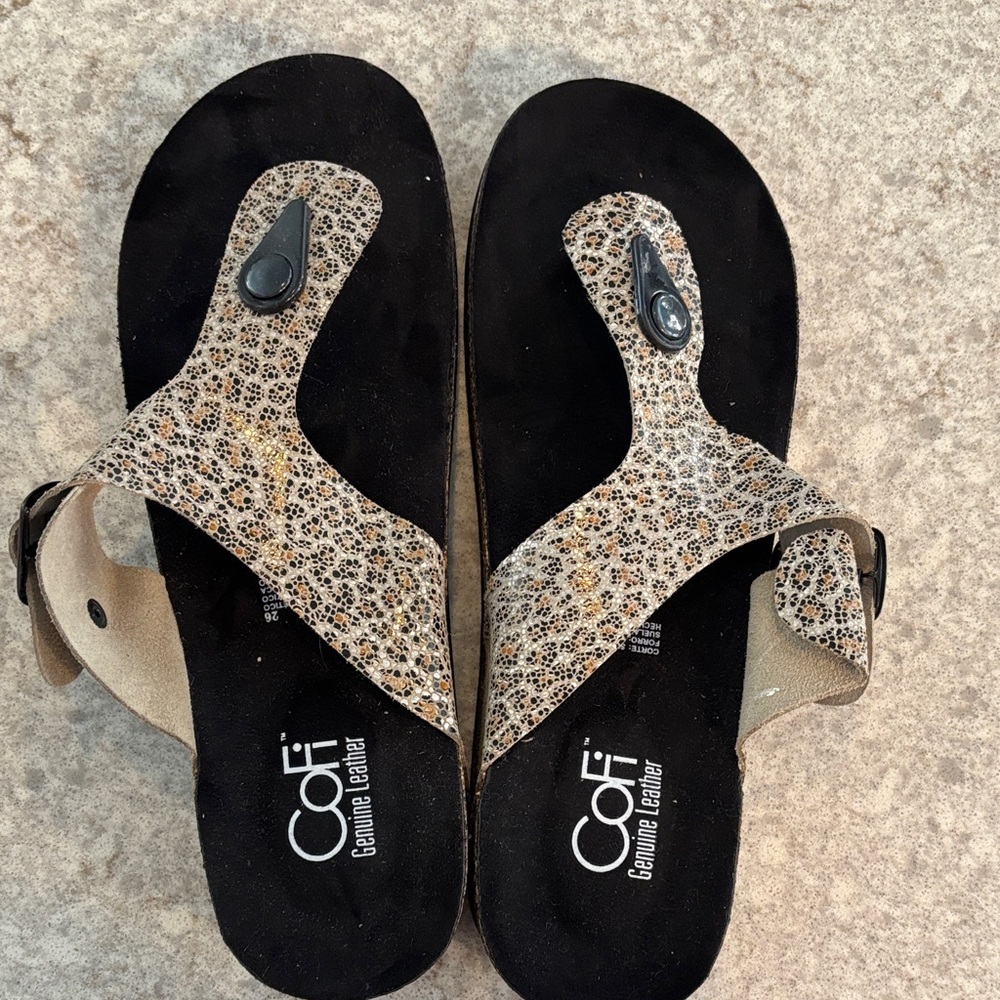 Genuine Leather Women's Sandals - Leopard Print